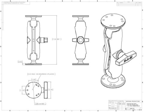 Uniwersalny system montażowy RAM Seat-Mate™ do siedzenia pasażera do laptopów i notebooków