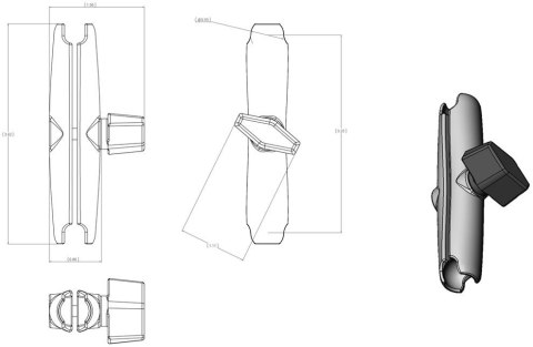 RAM Mount ramię o długości 3.00 cale. Współpracuje z komponentami o średnicy 0.56 cala.