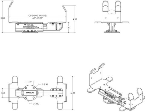 Uchwyt do przenośnych drukarek z tylnym podajnikiem papieru.