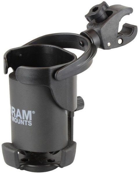Uchwyt na kubek RAM Level Cup™ XL z niewielką klamrą Tough-Claw™.