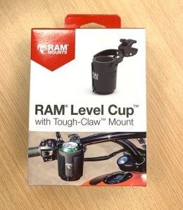 Uchwyt na kubek RAM Level Cup™ z niewielką klamrą Tough-Claw™.