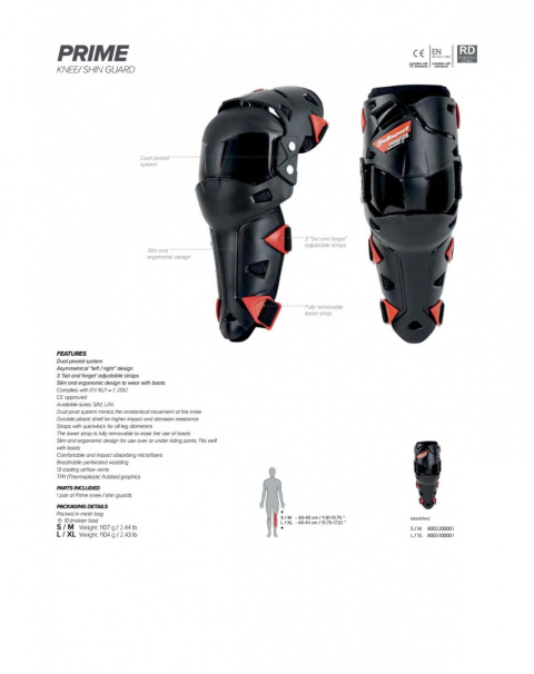 POLISPORT NAKOLANNIKI OCHRANIACZE KOLAN MODEL PRIME Z ZAWIASEM L/XL