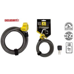 AUVRAY S-LOCK linka spiralna 150cm z zamkiem - długość 150cm, średnica 12mm
