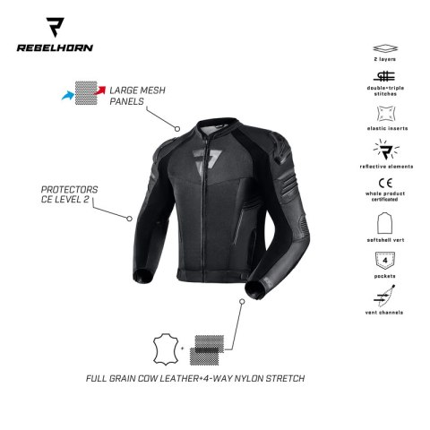 KURTKA SKÓRZANA REBELHORN VANDAL AIR BLACK 50