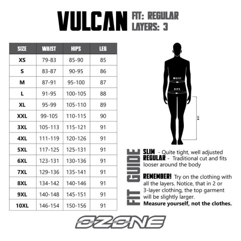 SPODNIE TEKSTYLNE OZONE VULCAN BLACK (KRÓTKA NOGAWKA) S-XXL