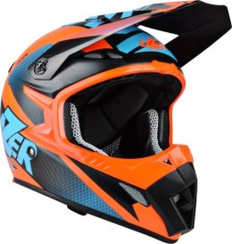Kask Motocyklowy LAZER MX8 X-team Carbon kol. czarny karbon/niebieski/pomarańczowy/matowy
