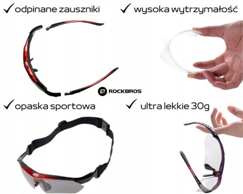 ROCKBROS Okulary rowerowe fotochrom UV400 (10141)