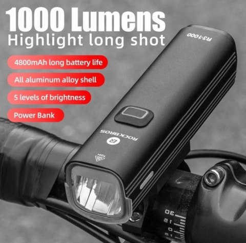 ROCKBROS Lampka rowerowa przednia 1000LM (R31000)