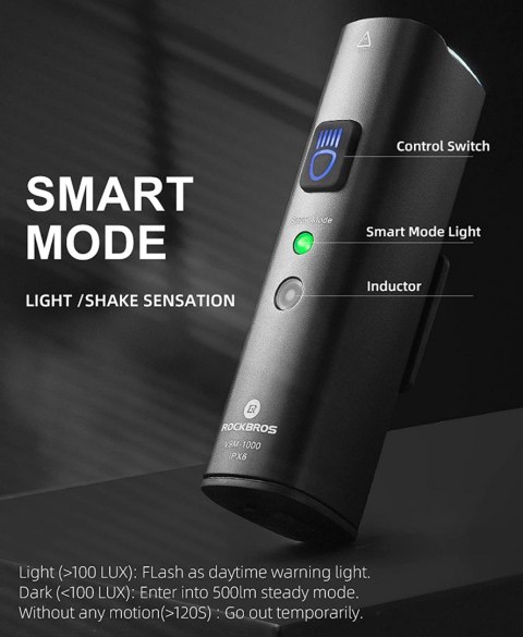 ROCKBROS Lampka rowerowa przednia 1000LM (V9M1000)