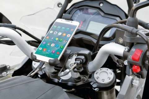 38832 Ładowarka USB 12/24V z mocowaniem na kierownicy i na widelcu motocykla - szybkie ładowanie 2400 mA - 12/24V