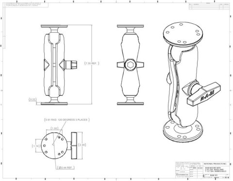 RAM Mounts Uchwyt z potrójną przyssawką RAP-365-101U