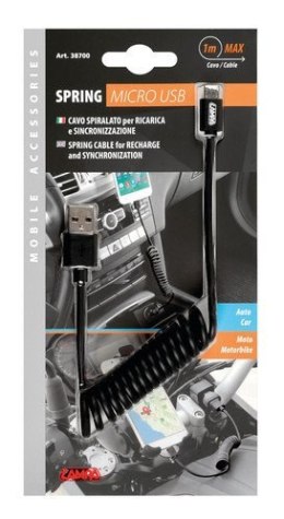 38700 Kabel sprężynowy Usb> Micro Usb - 100 cm - czarny