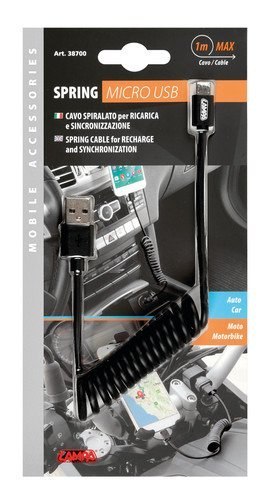 38700 Kabel sprężynowy Usb> Micro Usb - 100 cm - czarny