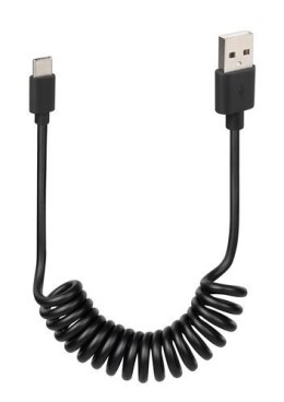 38702 Kabel sprężynowy Usb> USB typu C - 100 cm - czarny