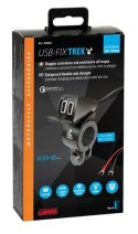 38828 Usb-Fix Trek, podwójna, wodoodporna ładowarka USB mocowana na kierownicy - Ultra Fast Charge - 5400 mA - 12/24 V
