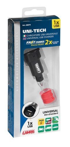 38879 Uni-Tech, uniwersalna ładowarka z 1 portem USB - szybkie ładowanie - 2400 mA - 12/32 V