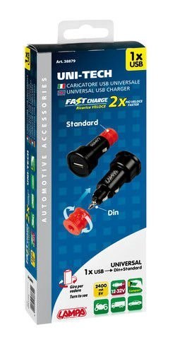 38879 Uni-Tech, uniwersalna ładowarka z 1 portem USB - szybkie ładowanie - 2400 mA - 12/32 V