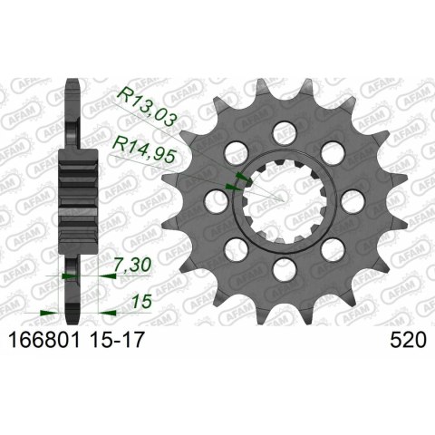 AFAM ZĘBATKA PRZÓD STALOWA 166801-16 #520 16 Z