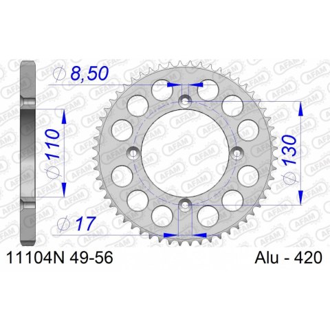 AFAM ZĘBATKA TYŁ ALU 11104N-49 #420 49 ZĘBY