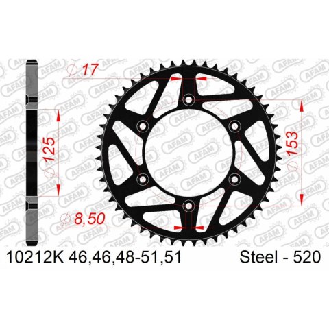 AFAM ZĘBATKA TYŁ STALOWA 10212K-48 #520 48 ZĘBY