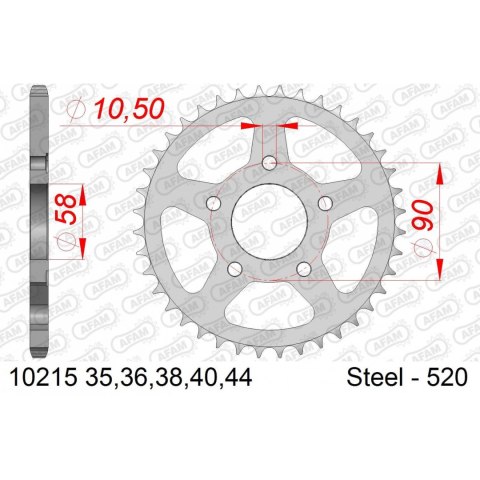 AFAM ZĘBATKA TYŁ STALOWA 10215-36 #520 36 ZĘBY