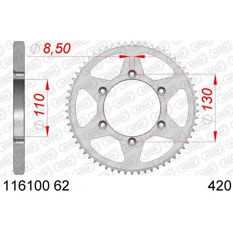 AFAM ZĘBATKA TYŁ STALOWA 116100-62 #420 62 ZĘBY