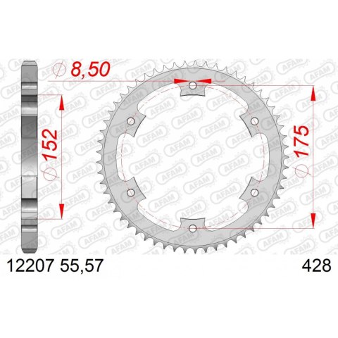 AFAM ZĘBATKA TYŁ STALOWA 12207-55 #428 55 Z