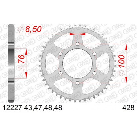 AFAM ZĘBATKA TYŁ STALOWA 12227-52 #428 52 ZĘBY