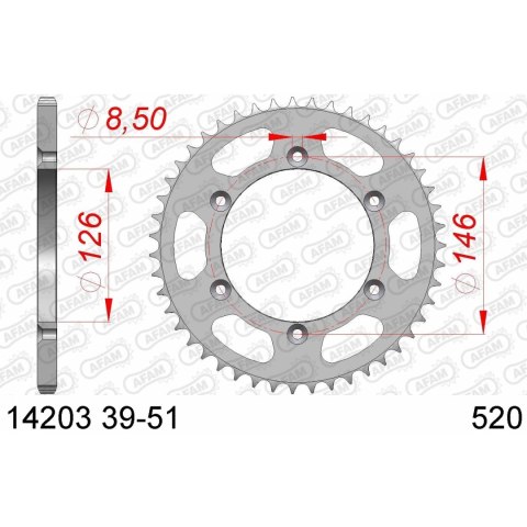 AFAM ZĘBATKA TYŁ STALOWA 14203-41 #520 41 ZĘBY