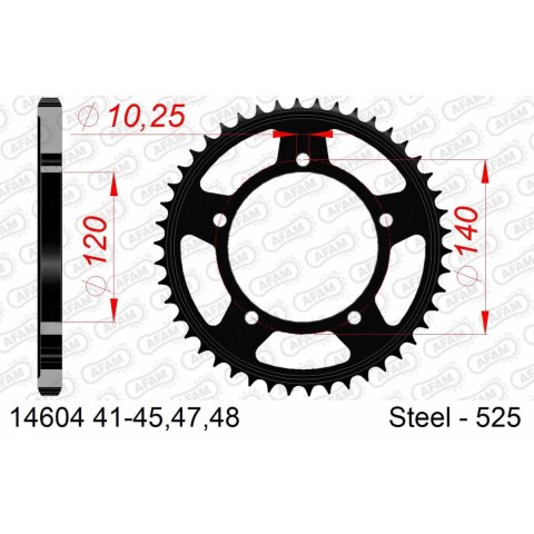 AFAM ZĘBATKA TYŁ STALOWA 14604-42 #525 42 ZĘBY