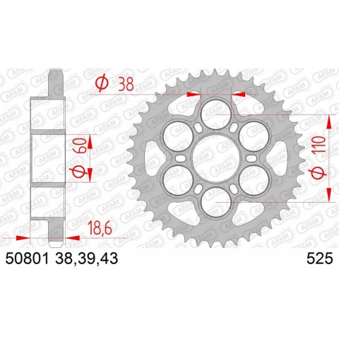 AFAM ZĘBATKA TYŁ STALOWA 50801-39 #525 39 Z