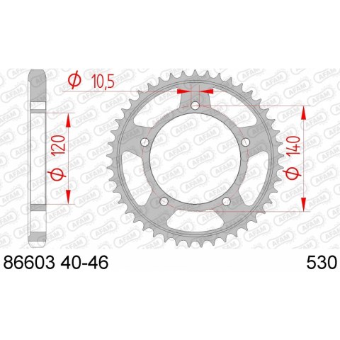 AFAM ZĘBATKA TYŁ STALOWA 86603-43 #530 43 ZĘBY