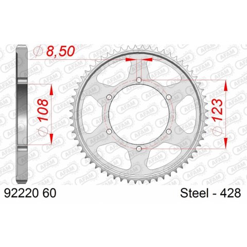 AFAM ZĘBATKA TYŁ STALOWA 92220-60 #428 60 Z