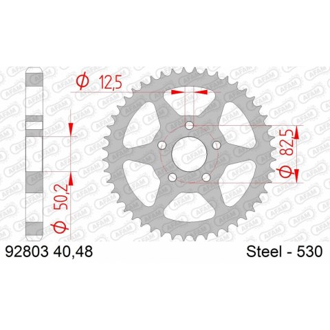 AFAM ZĘBATKA TYŁ STALOWA 92803-40 #530 40 Z