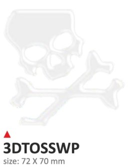 Wypukła naklejka skull białe reflex