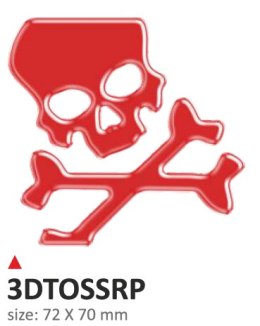 Wypukła naklejka skull czerwone reflex