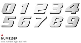 Zestaw 10 naklejek (cyfry) w kolorze srebrnym