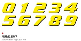 Zestaw 10 naklejek (cyfry) w kolorze żółym