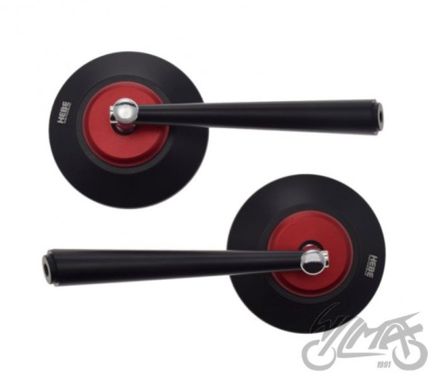 Lusterka HEBE Okrągłe Aluminiowe Czarno Czerwone